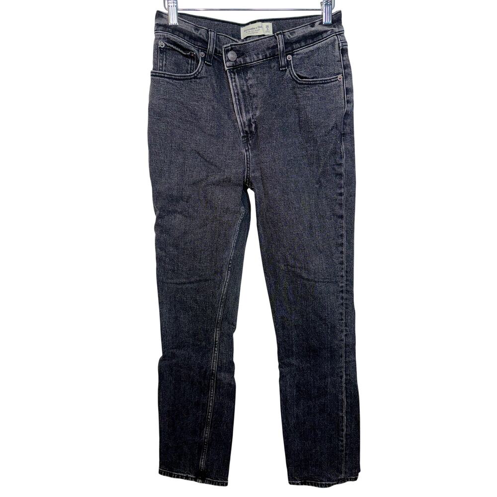 NEW Abercrombie & Fitch 90s Slim Straight Ultra High Rise Black Jeans Women 26 2